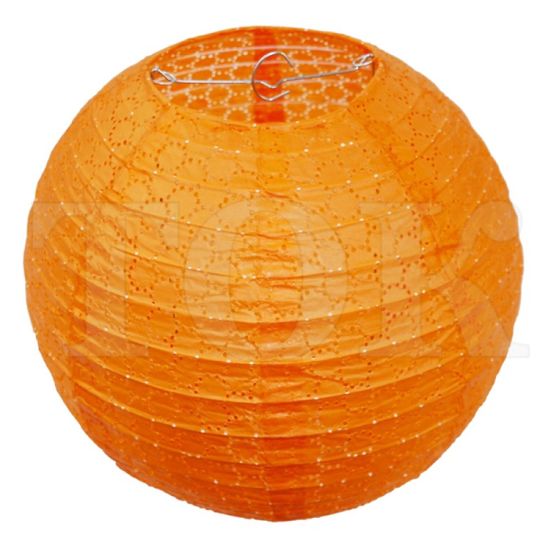 Бумажный фонарик с рисунком оранжевый 35 см. 0924-9